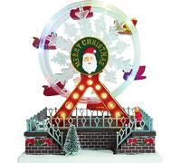 e4fun Village de Noël Grande roue avec éclairage LED,musique et grande roue pivotante Décoration de Noël Fonctionne avec piles