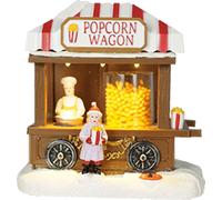 e4fun Village de Noël Stand de pop-corn avec éclairage LED,pop-corn en mouvement Fonctionne avec des piles