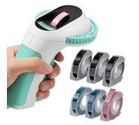 E975 Étiqueteuse 3D E975, machine à gaufrer portable avec 6 rouleaux d'étiquettes, étiqueteuse de bricolage, imprimante d'étiquettes avec (£ € Ä Ö Ü) pour la maison, l'école (vert)