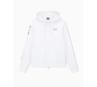 EA7 Emporio Armani 7M000568AF13512M0003 Sweat à capuche pour homme, logo vertical blanc, taille M, Blanc, M taille courte