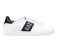 EA7 Emporio Armani Chaussures de sport, noir et blanc, design classique avec logo latéral, lacets blancs, Blanc / noir, 44 EU