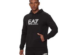 EA7 Emporio Armani Visibility Sweat à capuche en coton brodé aigles Noir, Noir, M