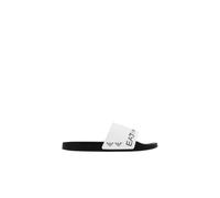 EA7 Sandales coulissantes, unisexes, noires et blanches, design avec logo, Blanc / noir, 42 EU