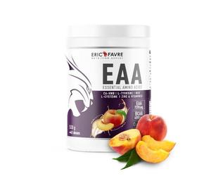 EAA ESSENTIAL AMINO ACIDS - Acides Aminés Essentiels avec CA-HMB, L-Tyrosine, L-Cystéine, Zinc & Vitamines - Formule Énergisante et Réduction de la Fatigue - 500g - Saveur Pêche - Eric Favre