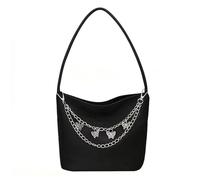 eaacaa 1 sac à bandoulière en toile noire pour filles adolescentes, avec une chaîne papillon en métal ajouré, léger et confortable à porter, idée cadeau pour l'anniversaire d'une fille de 10 à 13 ans
