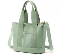 eaacaa Canvas Tote Bag for Women, Shoulder Bag with Adjustable Strap, Women's Handbag with Zipper, Tote for School, Shopping, Work, Travel (Green)