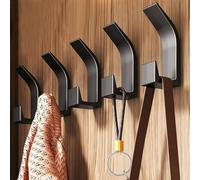 eaacaa Crochets Muraux Robustes, 5 Pièces Pateres en Métal Avec Vis, Crochet Double Porte Serviette, Patère Porte Manteau Mural Crochets Chapeau, Accroche serviette Pour Salle De Bains Chambre - Noir