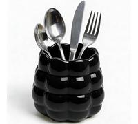 eaacaa Cutlery Storage Jars, Ceramic Fork and Spoon Storage Jars, Kitchen Counter Storage Jars, Suitable for Parties and Camping (Black)