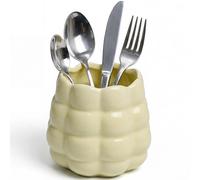 eaacaa Cutlery Storage Jars, Ceramic Fork and Spoon Storage Jars, Kitchen Counter Storage Jars, Suitable for Parties and Camping ( Yellow)
