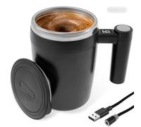 eaacaa Tasse mélangeuse automatique USB 400 ml - Tasse avec écran d'affichage de la température - Fond antidérapant - électrique auto-mélangeante pour café, thé, chocolat chaud, lait (noir)