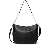 eaacaa Women's Elegant Vintage Crossbody Bag, Leather Chain Shoulder Bag with Removable Shoulder Strap (Elegant Black)