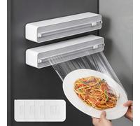 EAAGHK 2 Pcs Distributeur Film Alimentaire Magnétique avec Coupeur à Glissière, Dévidoir Papiers Alu et Films Alimentaires Frigo, Coupe Papier Film Alimentaire avec Crochet Autocollant, pour Cuisine