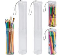 EAAGHK 2 Pcs Étui à Pinceaux Peinture Extensible, Boîte à Crayon Bureau Transparente, Support Pinceaux Aquarelle en Forme de Tube, Porte Stylo Rétractable en PP, pour Artiste Outils maquillage Dessin