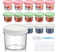 EAAGHK 24 Pcs Petite Boîte de Conservation Alimentaire 200ml, Petits Récipients Alimentaires avec Couvercles, Petits Pots Conservation Repas Réutilisables avec Étiquettes et Brosse, pour Sauces Épices