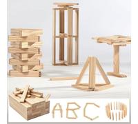 EAAGHK 60 Pcs Bloc de Bois à Sculpter 11x2.1x0.8 cm, Mini Blocs de Construction Rectangulaires, Petit Bois de Tilleul pour Sculpture Facile à Colorer, pour Bricolages Artisanats Travaux Manuels