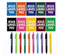 Eaasty 100 Pcs Christian Notebook Ballpoint Pen Gifts Bulk Include 50 Bible Verses Notepads 50 Jesus Loves You Pens for Office Birthday Wedding Baptism Sunday Church Supplies