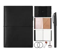 Eaasty Couverture en cuir pour carnet de voyage A5 avec poches intérieures, emplacements pour cartes et porte-stylo, inserts de journal de voyage, dossier en PVC, clip de classeur et bandes élastiques