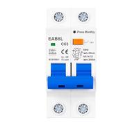 EAB6L 2P RCBO Type C, 230 V AC 50/60 Hz, 30 MA RCD + MCB Combo, Disjoncteur De Fuite Sur Rail DIN 6 KA Pour Panneau, A-63 A, Bouton Test(25A)