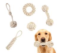 Eabdice Lot de 5 cordes à mâcher pour chien en coton naturel pour chiots de petite taille