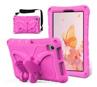 EabHulie Coque Enfant pour TCL Tab 8 Le/Tab 8 WiFi/Tab 8 Plus/Tab 8 SE/Tab 8V Étui Antichoc Léger en EVA avec Bandoulière et Support Papillon Rose Rouge