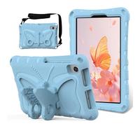 EabHulie Coque Enfant pour TCL Tab 8 Le/Tab 8 WiFi/Tab 8 Plus/Tab 8 SE/Tab 8V Étui Antichoc Léger en EVA avec Bandoulière et Support Papillon Bleu Clair
