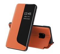Eabhulie Étui en Cuir PU pour Huawei Mate 20 Pro Coque, Smart View Fenêtre Flip Stand Cover Housse de Protection pour Huawei Mate 20 Pro Orange