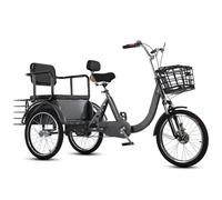 EABKLPQRS Vélo Cargo à Trois Roues Trike, Adult Tricycle 20 inches Multicolor Passenger Seat Dual Brakes Storage Baskets Chain(Grey,Spoke Wheel)
