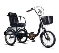 EABKLPQRS Vélo Cargo à Trois Roues Trike, Tricycle Adulte avec Suspension Avant à 6 Vitesses, Frein Huile arrière, Double chaîne, 18 Pouces, Multicolore(Black)