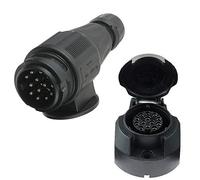 Eacalyc Prise Remorque 13 Broches 12V et Fiche Remorque 13 Broches, Prise Attelage 13 Broches Femelle Étanche Connecteur Prise Remorque Male Prise Électrique 13 Broches pour Camion RV ou Bateau