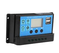 Eacam Contrôleur de Charge Solaire 60A, Micro-contrôleur intégré, Gestion PWM en 3 étapes, Protection Court-circuit, Double Protection Inversée MOSFET, Matériau ABS 24V, ABS, (30A)