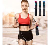 Eacam Corde à Sauter Numérique 6 Six Demi-douzaine de Corde à Sauter Réglable avec écran LCD, Comptage des Calories, Minuterie, Réglage du Poids avec Poignées Ergonomiques pour En (noire)