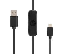 Eacam Cordon d'alimentation 5 V 3 A avec Interrupteur pour 4B, Câble de Charge Polyvalent de Type C 1 M Long, Fil Cuivre Pur Haute qualité - 3 Pièces