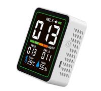 Eacam Détecteur PM2,5, Moniteur PM10 et Particules Ultrafines avec écran Couleur LCD, Compteur d'humidité de Température Portable pour Le Bureau à Domicile, (MT04 Blanc)