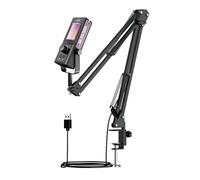 Eacam Kit de Microphone Professionnel D'éclairage RVB Micro à Condensateur USB avec Support de Bras Flèche Suppression du Bruit une Touche Muette pour L'enregistrement en Streaming