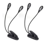 Eacam Lampe de Pupitre à Clipser Lampe de Musique LED Lecture Piano Noire Lecture à Double Tête Col Cygne Flexible 4 LED Clipser Autoportante avec