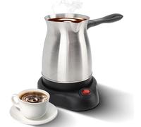 Eacam Machine à café électrique Turque de 600 Ml avec Cafetière de 600 Ml/20,28 Oz, Multifonctionnelle, Théière à Lait, Chauffage en Acier Inoxydable, Double Protection, (Argent et noir)