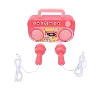 Eacam Machine de karaoké sans Fil pour Jeunes avec 2 Microphones, Haut-Parleur Chantant Portable, Poignées, Rangement Facile, Jouet Musical pour Garçons et Filles, Usage Domestique (Rosâtre)