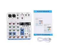 Eacam Mélangeur de Son 4 Canaux DSP Réverbération Numérique USB BT Module MP3 XLR 6,35 Mm Entrées 3,5 Mm Alimentation Fantôme 48 V Diffusion en Direct karaoké KTV à Domicile (Blanc)