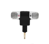 Eacam Mini Microphone Stéréo Compact pour Ordinateur Portable, Caméra MD, Prise Plaquée Or pour Connexion Directe à L'enregistreur, Angle Réglable, Unidirectionnel X 2, Réponse en