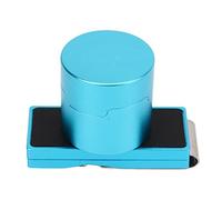 Eacam Porte-Craie de Billard Magnétique, Boîte à Craie Ronde en Alliage D'aluminium avec Fixe, Accessoires de Billard Portables, Texture Métallique Haut de Gamme, Facile à Ranger (Bleue)