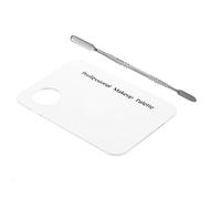 Eacam Spatule Professionnelle en Acier Inoxydable et Palette de Mélange en Acrylique pour Décalcomanies Nail Art, Transferts D'ongles, Fond de Teint, Mélange Couleurs pour les Lèvres