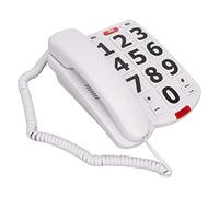 Eacam Téléphone Fixe âgé de Grand Bouton, Téléphone Simple de Volume Réglable Classique Simple pour Les Seniors, Sonnerie Super élevée, Cordon de 9 Pieds, Communication Vocale, Blanc,