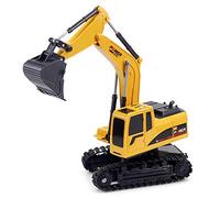 Eacam Véhicule de Tracteur de Construction Camion D'excavatrice RC avec Télécommande 6CH Pelle en Métal Creusant des Lumières Sons pour Enfants Garçons Adultes Cadeau (Plastic Version)