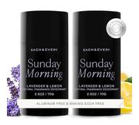 Each & Every 2-Pack Natural Aluminum-Free Deodorant for Sensitive Skin with Essential Oils, Plant-Based Packaging (Lavender & Lemon, 2.5 Ounce (Pack of 2))