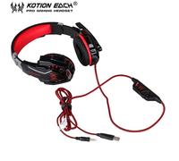 EACH G9000 son Surround 7.1 Casque Gaming Headset Ecouteur avec Micro et LED pour PC Ordinateur(Noir-Rouge)