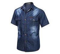 Each women Chemise en Jean pour Hommes Coton à Manches Courtes Rivet Button Top Chemise DéContractéE Barstow Western Standard pour Hommes