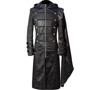 each women Manteau Long médiéval pour Hommes Manteau Adulte Vampire Cape à Capuche Cape Noire Cosplay LARP Capuche Robe Cape