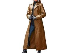 each women Trench Long pour Femme Manteau Long en Cuir Noir pour Femme