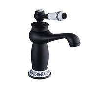 Eachbid Robinet Vintage Robinet Lavabo Mitigeur en Laiton et Céramique pour Salle de Bain Monocommande (noir)