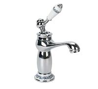 Eachbid Robinet Vintage Robinet Lavabo Mitigeur en Laiton et Céramique pour Salle de Bain Monocommande (argent)